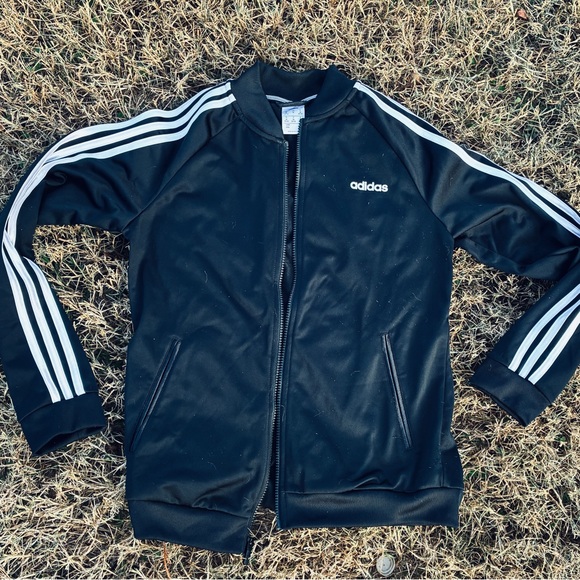 Adidas women’s track jacket - black/ white three stripe sleeve, lightweight - Picture 3 of 5